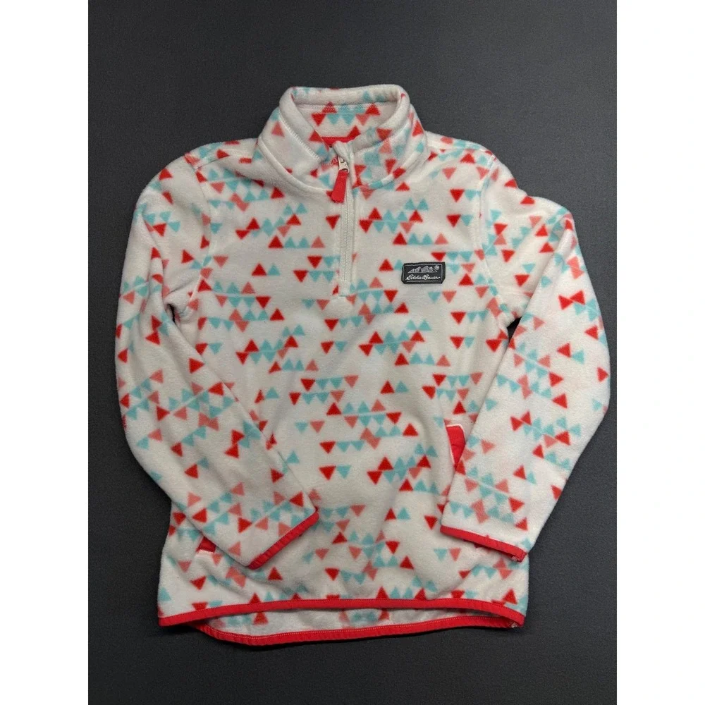 Eddie Bauer Fleece Quarter Zip Pullover‎ Geometric Triangle Kids M 10/12
